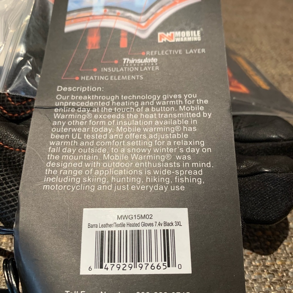 BNWT Mobile Warming Heated Unisex Gloves